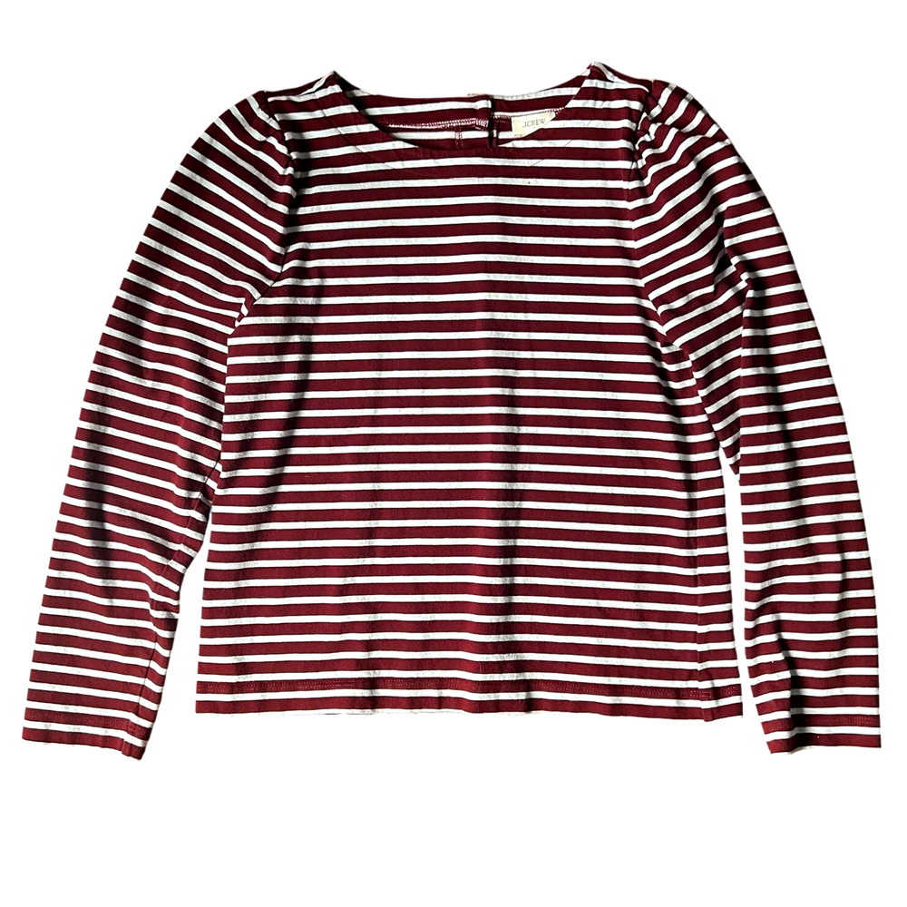 J.CREW Women's Size S Cotton Puff-Sleeve Button-Back Long Sleeve Stripped Shirt
